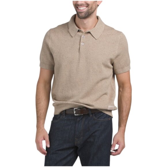 SCOTCH & SODA Short Sleeve Speckled Texture Stitch Polo Sweater - Picture 1 of 2